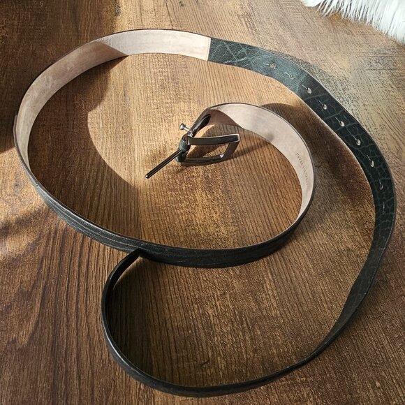 Brunello Cucinelli Gunmetal Buckle Crackled Leather Long Loop Pull Through Belt main image 10